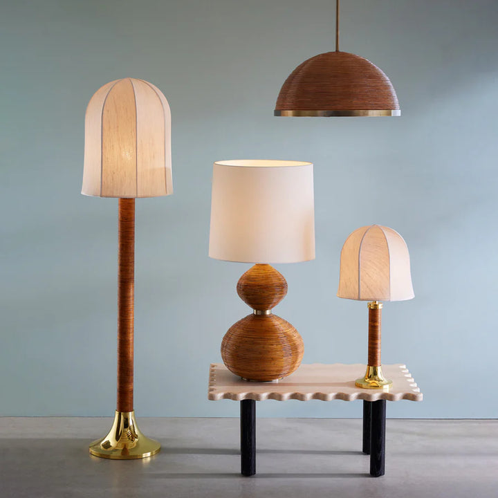 Riviera Dome Floor Lamp - Rattan & Brass Design Maven 4