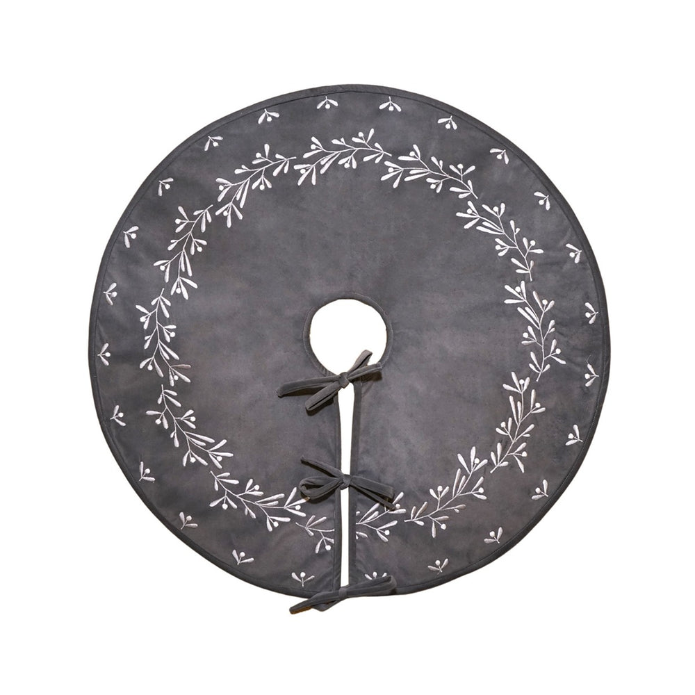 Mistletoe Tree Skirt 80cm - Slate Velvet Ivyline 2