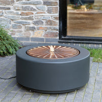 Ivyline Solis Large Water Feature with Light Display in Charcoal & Aged Copper