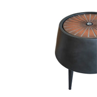 Ivyline Solis Water Feature with Light Display on Black Legs in Charcoal & Aged Copper