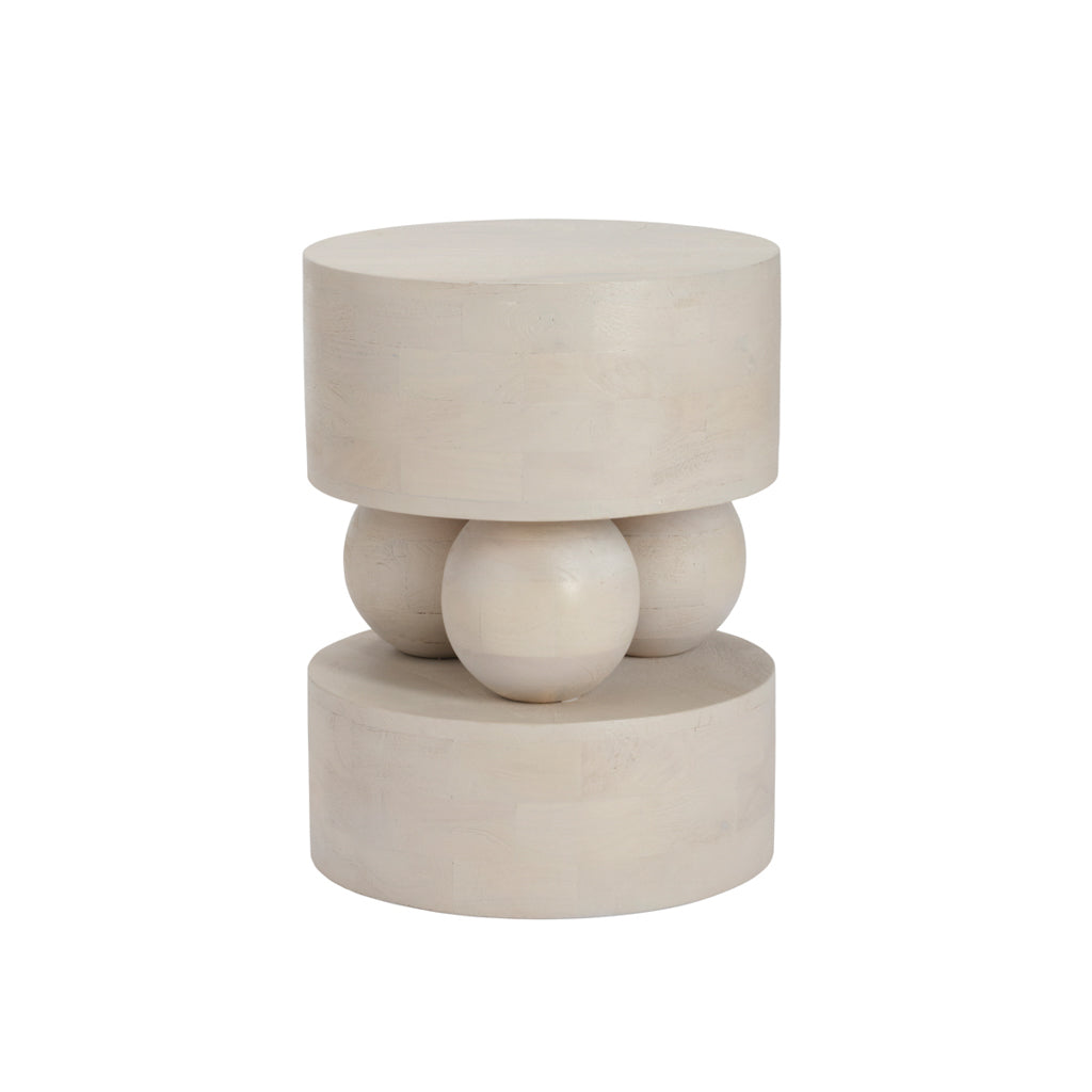 Esme Mango Wood Side Table - White