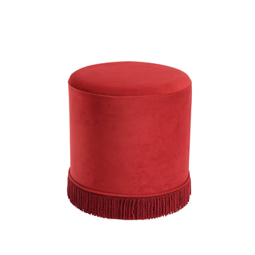 Sienna Small Fringed Pouffe - Brick