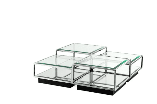 Tortona Set of 4 Square Coffee Tables - Polished Stainless Steel Eichholtz 1