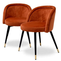 Eichholtz Set of 2 Chloé Dining Chair in Savona Orange Velvet