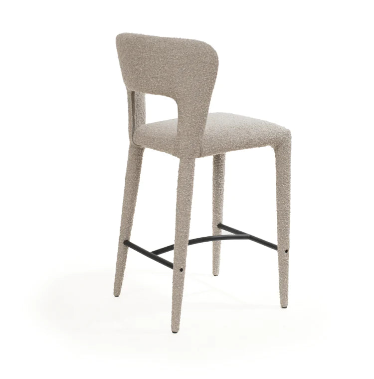 Tommy Franks Pari I Bar Stool in Chex Boucle Steam