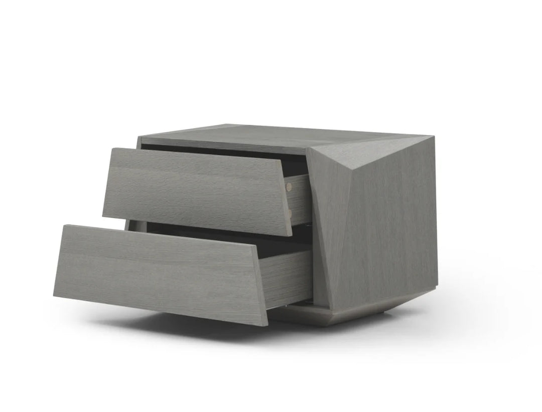 Madon Wide Bedside Table - Dark Grey Oak