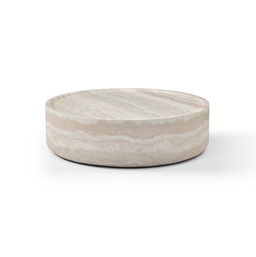 Ciladro Faux Travertine Round Coffee Table - Natural Tommy Franks 4