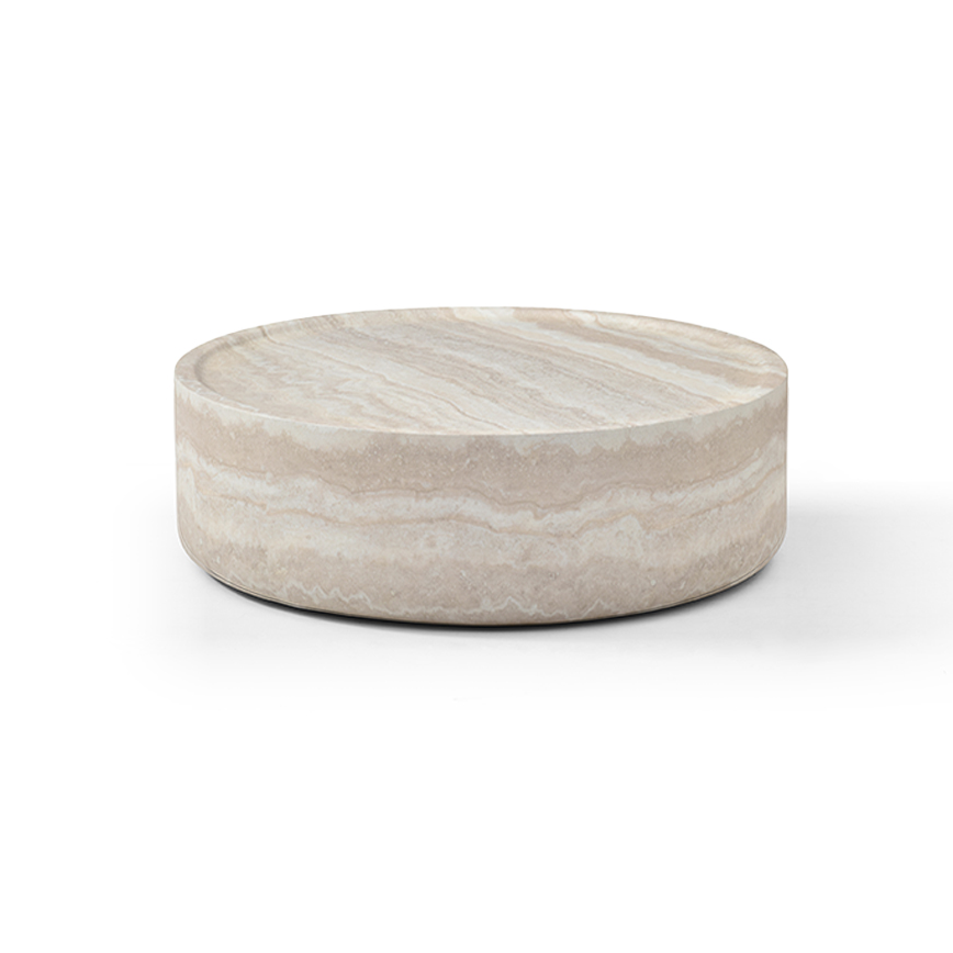 Ciladro Faux Travertine Round Coffee Table - Natural Tommy Franks 1