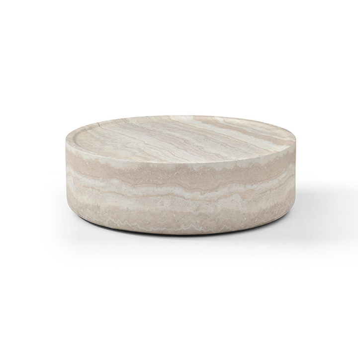 Ciladro Faux Travertine Round Coffee Table - Natural Tommy Franks 1