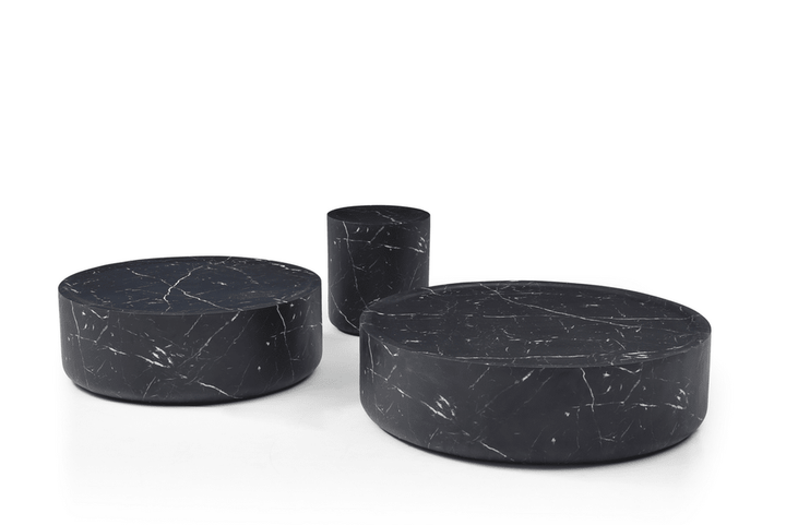 Ciladro Faux Marble Round Coffee Table - Black Tommy Franks 7
