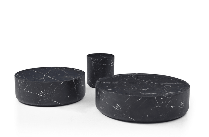 Ciladro Faux Marble Round Coffee Table - Black Tommy Franks 4