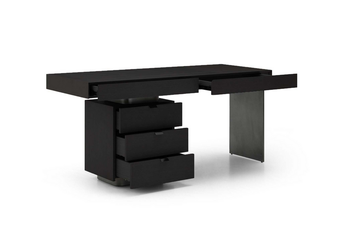 Oston Left Drawers Desk - Smoke Oak Tommy Franks 3