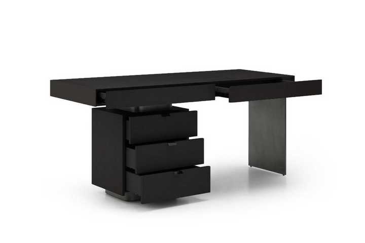 Oston Left Drawers Desk - Smoke Oak Tommy Franks 3