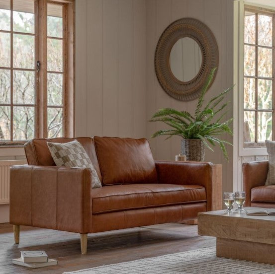 Osborne 2 Seater Sofa - Vintage Brown Leather GalleryDirect 2