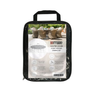 Winter Cover Outdoor Cover for 8 Seat Round Dining Set - Black Maze Rattan 1