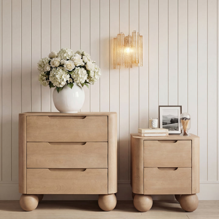 Shae Mango Wood Bedside Cabinet - Almond