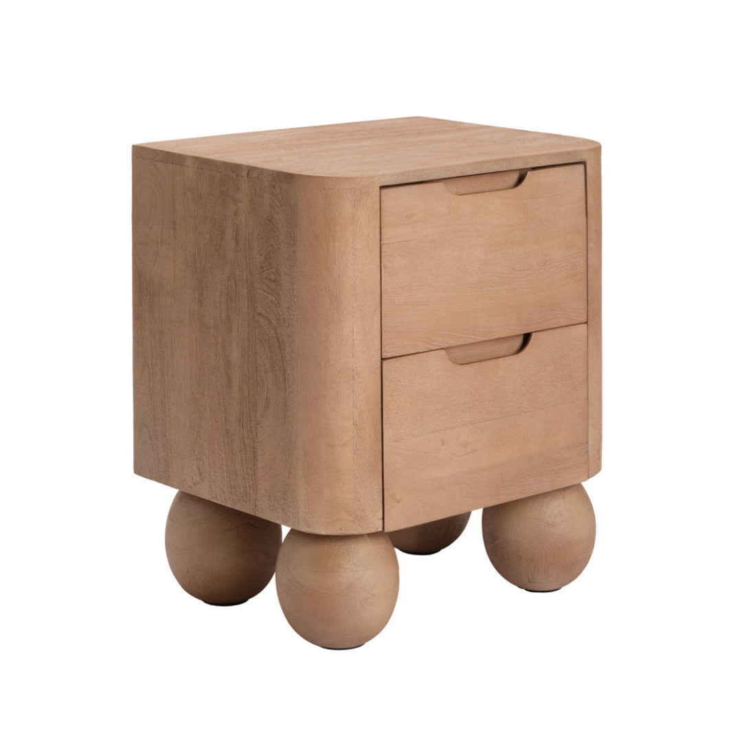 Shae Mango Wood Bedside Cabinet - Almond