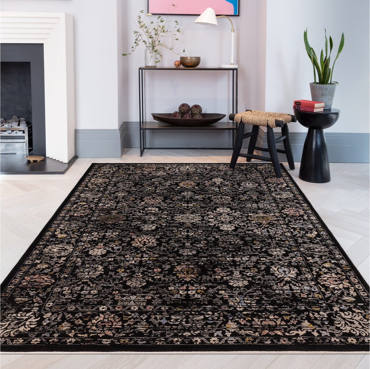 Asiatic Carpets Sovereign Rug Black Vintage Floral