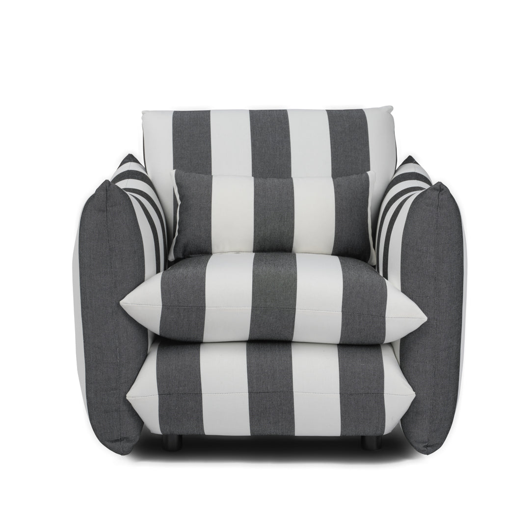 Sylvie Thick Stripe Armchair -  Black & White