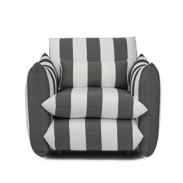 Sylvie Thick Stripe Armchair -  Black & White