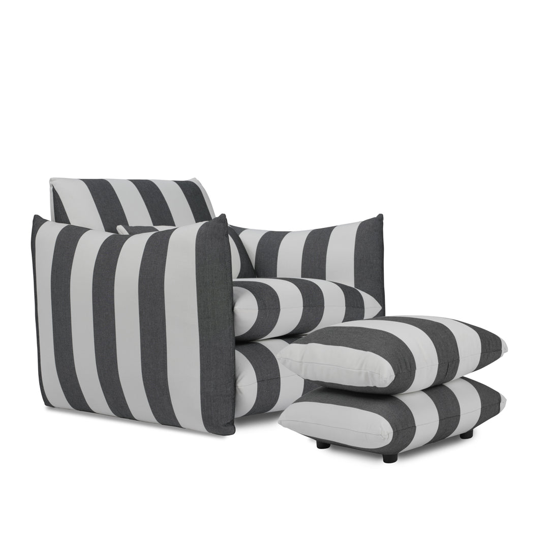 Sylvie Thick Stripe Armchair -  Black & White