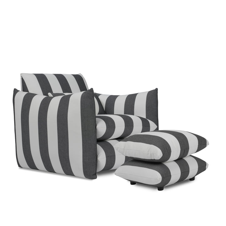 Sylvie Thick Stripe Armchair -  Black & White