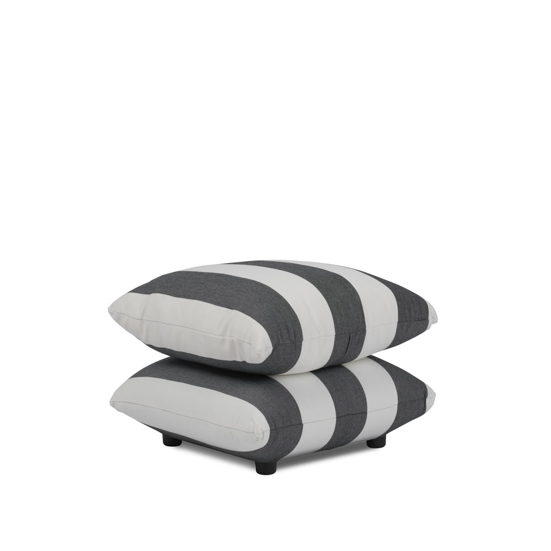 Sylvie Thick Stripe Pouffe -  Black & White
