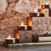 Ivyline Tealight Candle Holder in Antique Brass