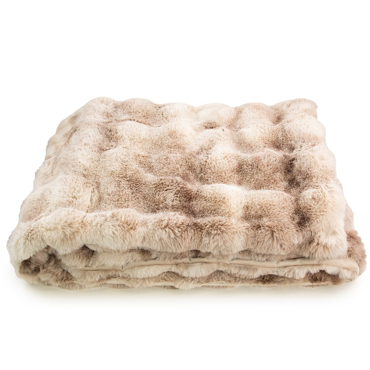 Bermondsey Textured Faux Fur Throw 150x180cm - Natural Malini 1
