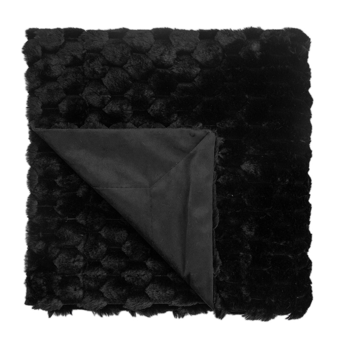 Koochikoo Textured Faux Fur Throw 130x170cm - Black Malini 2