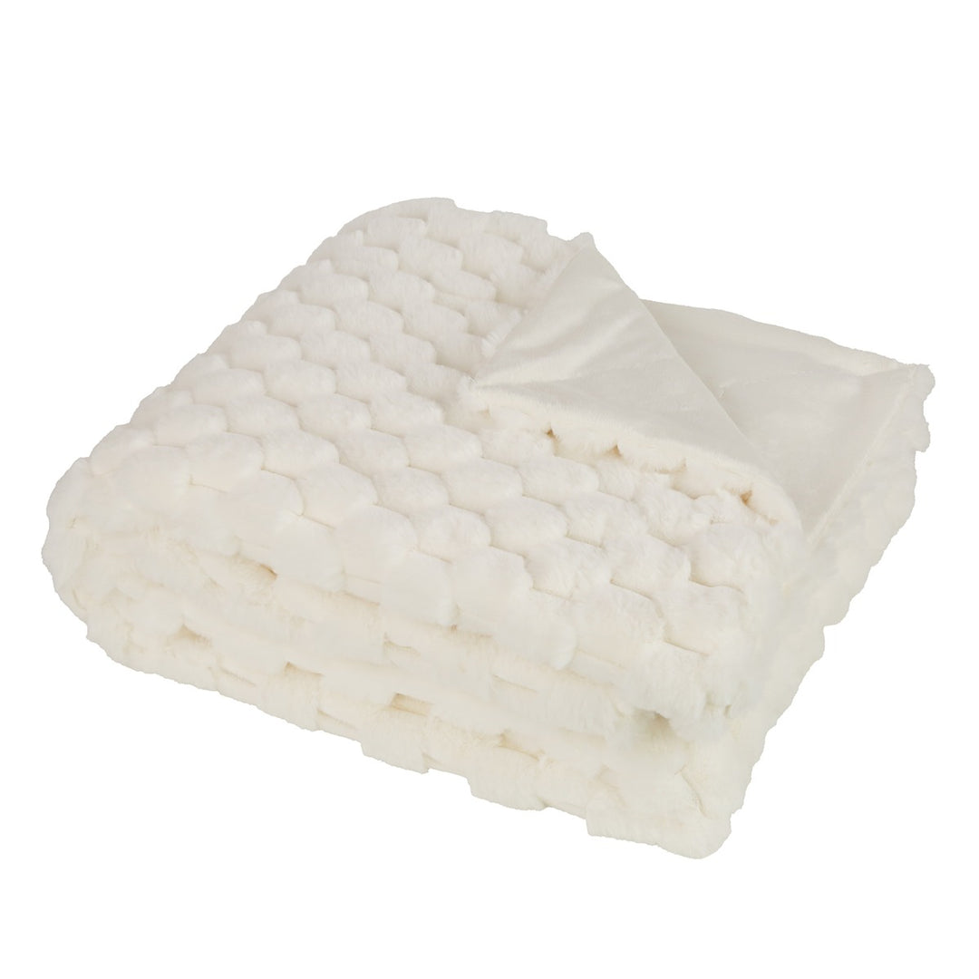 Koochikoo Textured Faux Fur Throw 130x170cm - Ivory Malini 1