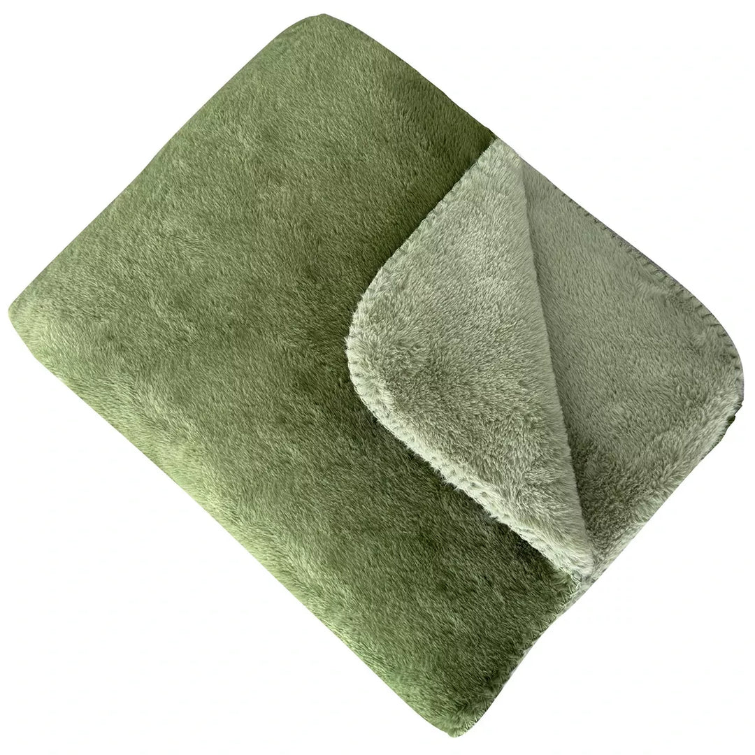 Pembroke Faux Rabbit Reverse Colour Throw 150x200cm - Green