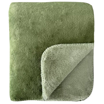 Pembroke Faux Rabbit Reverse Colour Throw 150x200cm - Green
