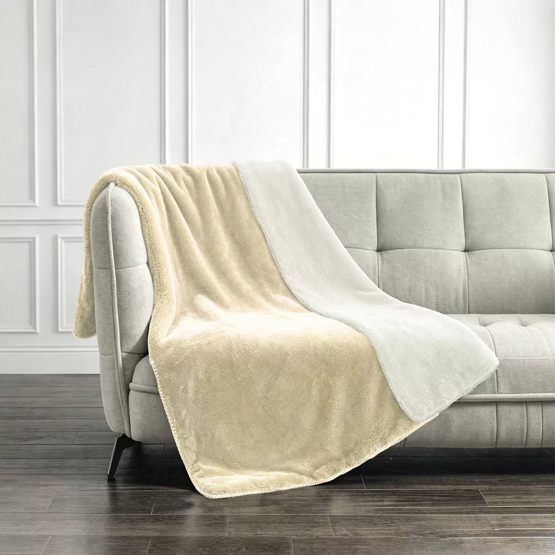 Pembroke Faux Rabbit Reverse Colour Throw 150x200cm - Natural