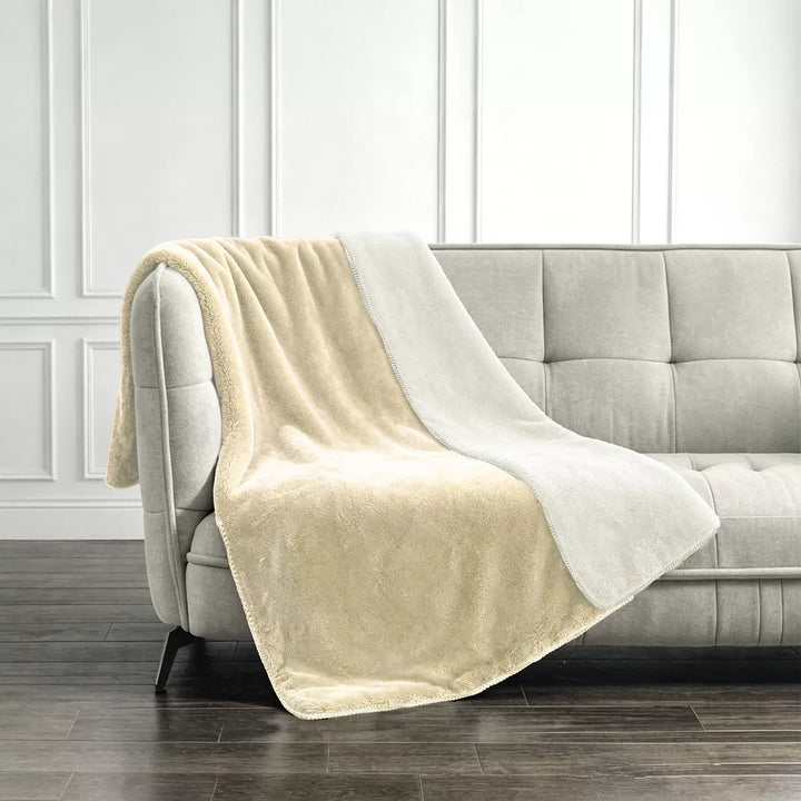 Pembroke Faux Rabbit Reverse Colour Throw 150x200cm - Natural
