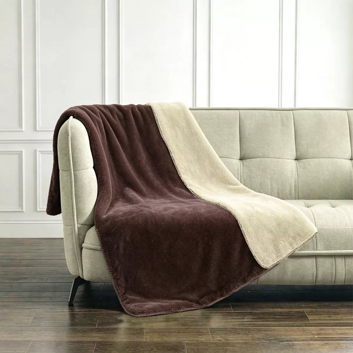 Pembroke Faux Rabbit Reverse Colour Throw 150x200cm - Taupe