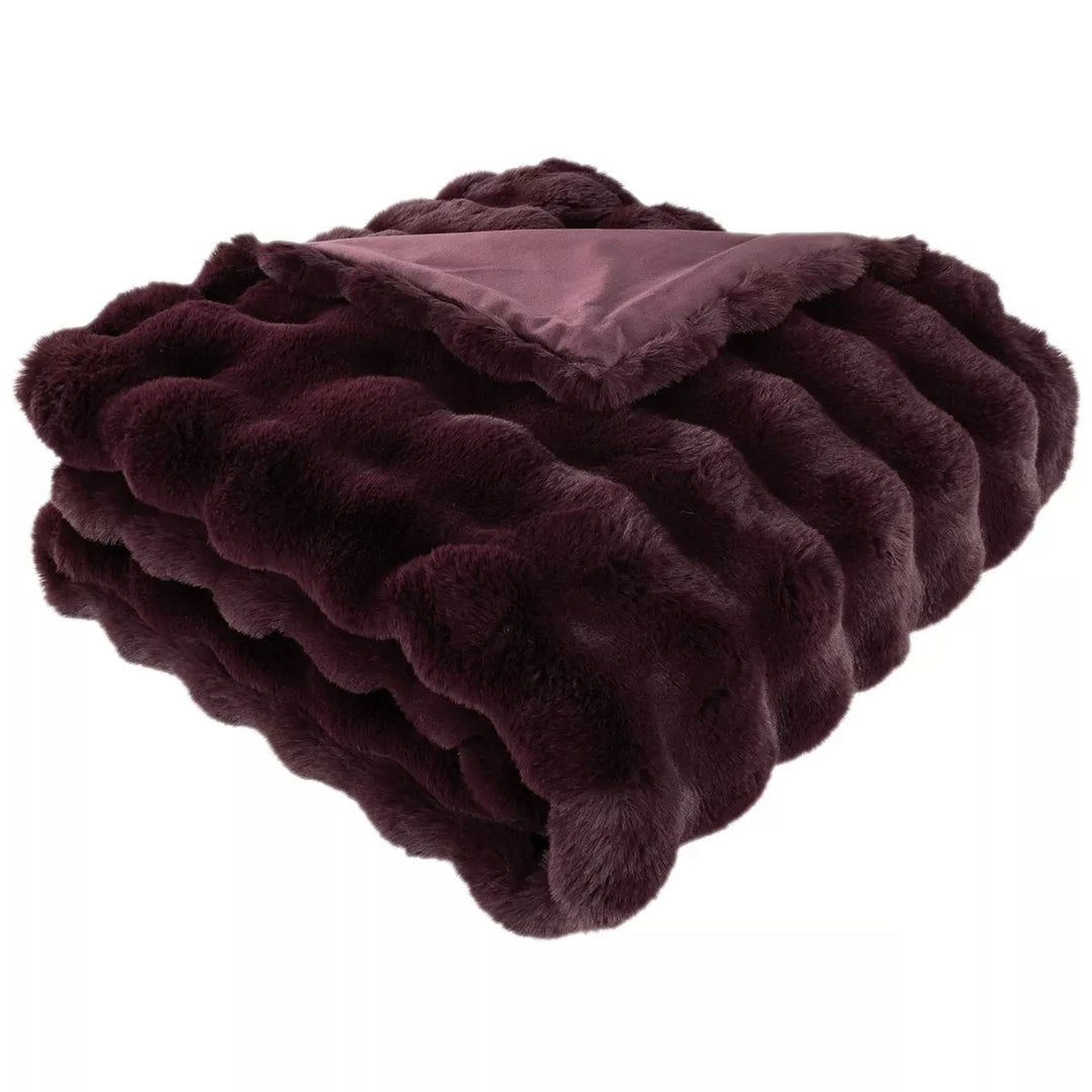 Raffles Faux Fur Throw 150x200cm - Aubergine