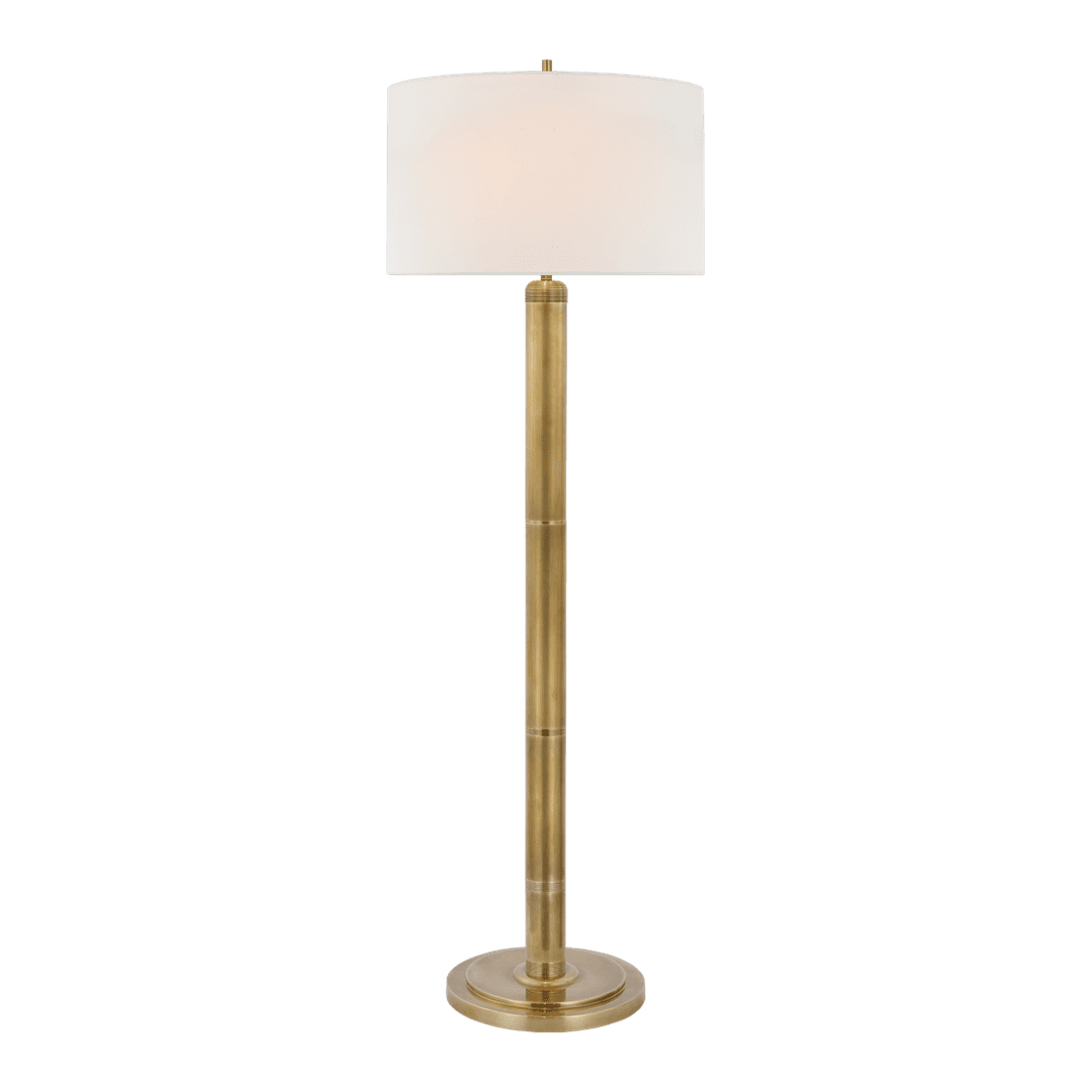 Longacre Floor Lamp - Antique Brass with Linen Shade Visual Comfort 1