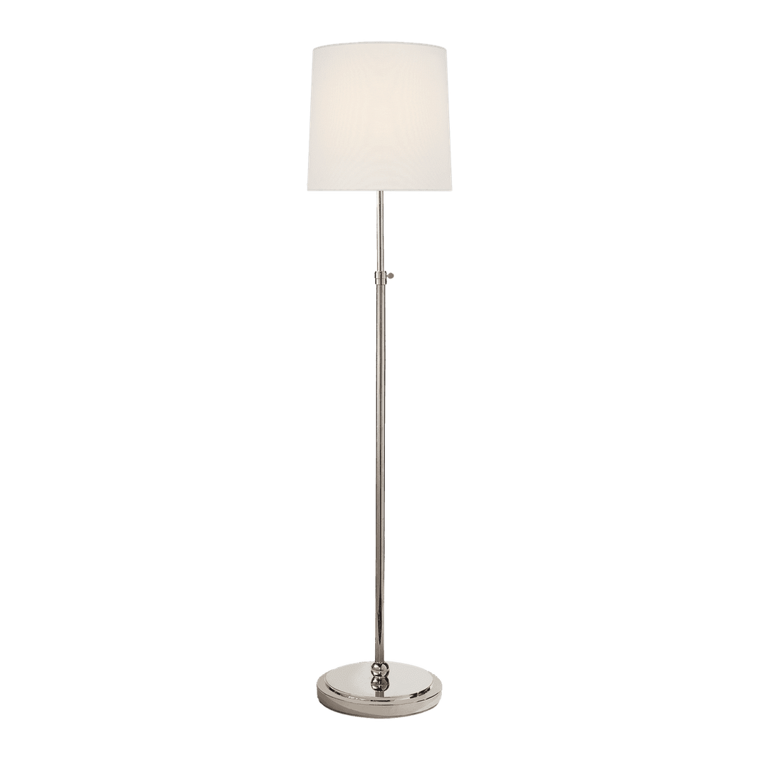 Bryant Floor Lamp - Polished Nickel with Linen Shade Visual Comfort 1