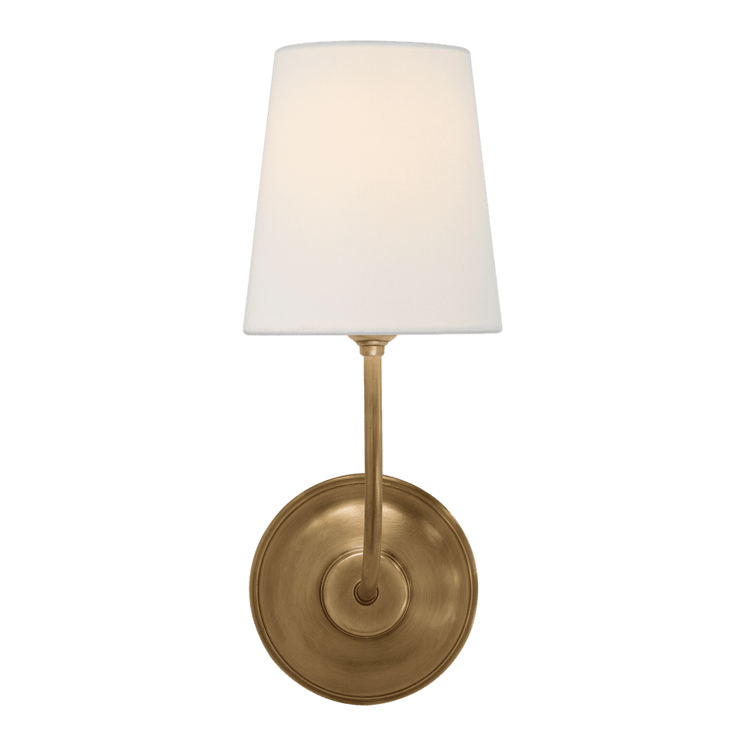 Vendome Single Sconce - Antique Brass with Linen Shade Visual Comfort 1