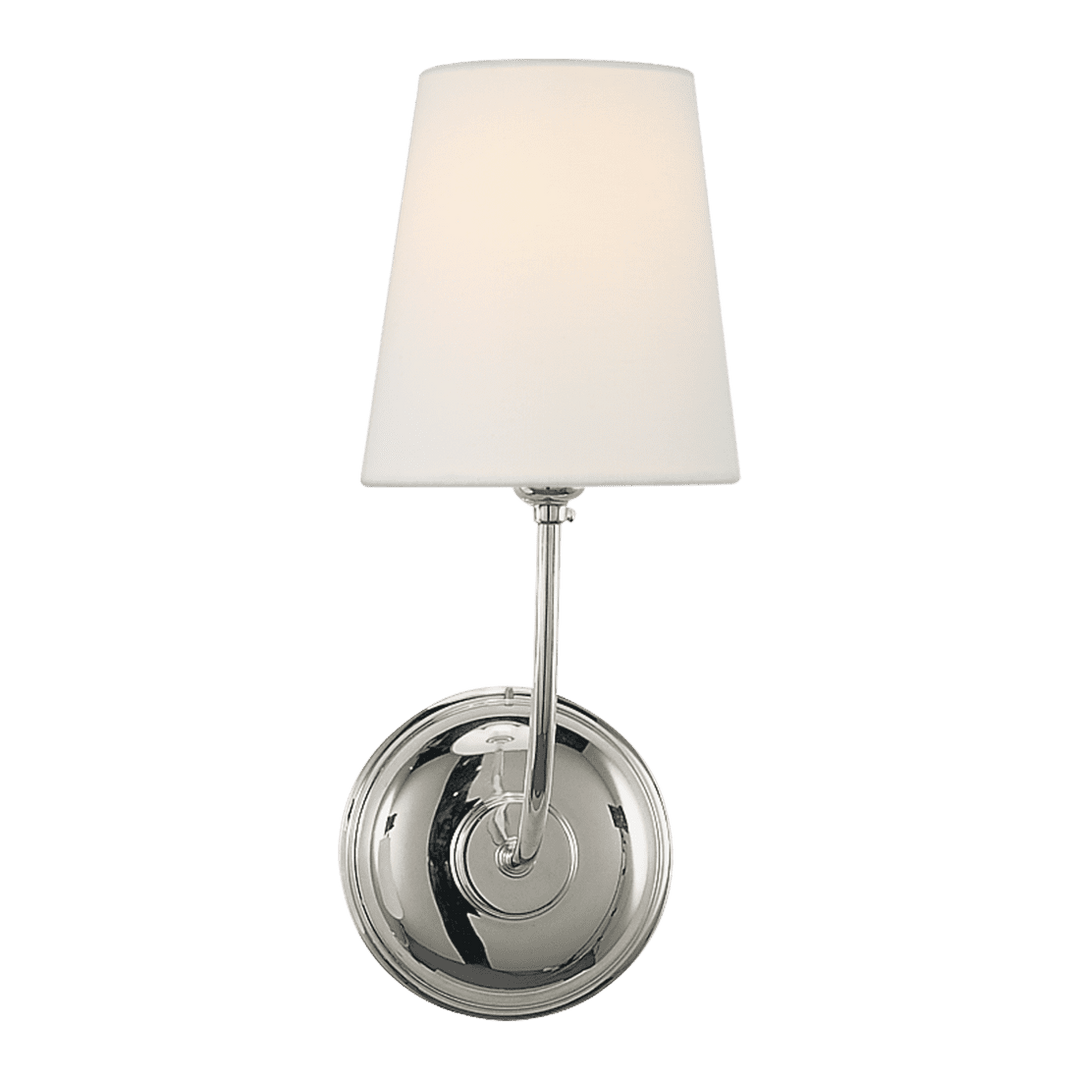 Vendome Single Sconce - Polished Nickel with Linen Shade Visual Comfort 1