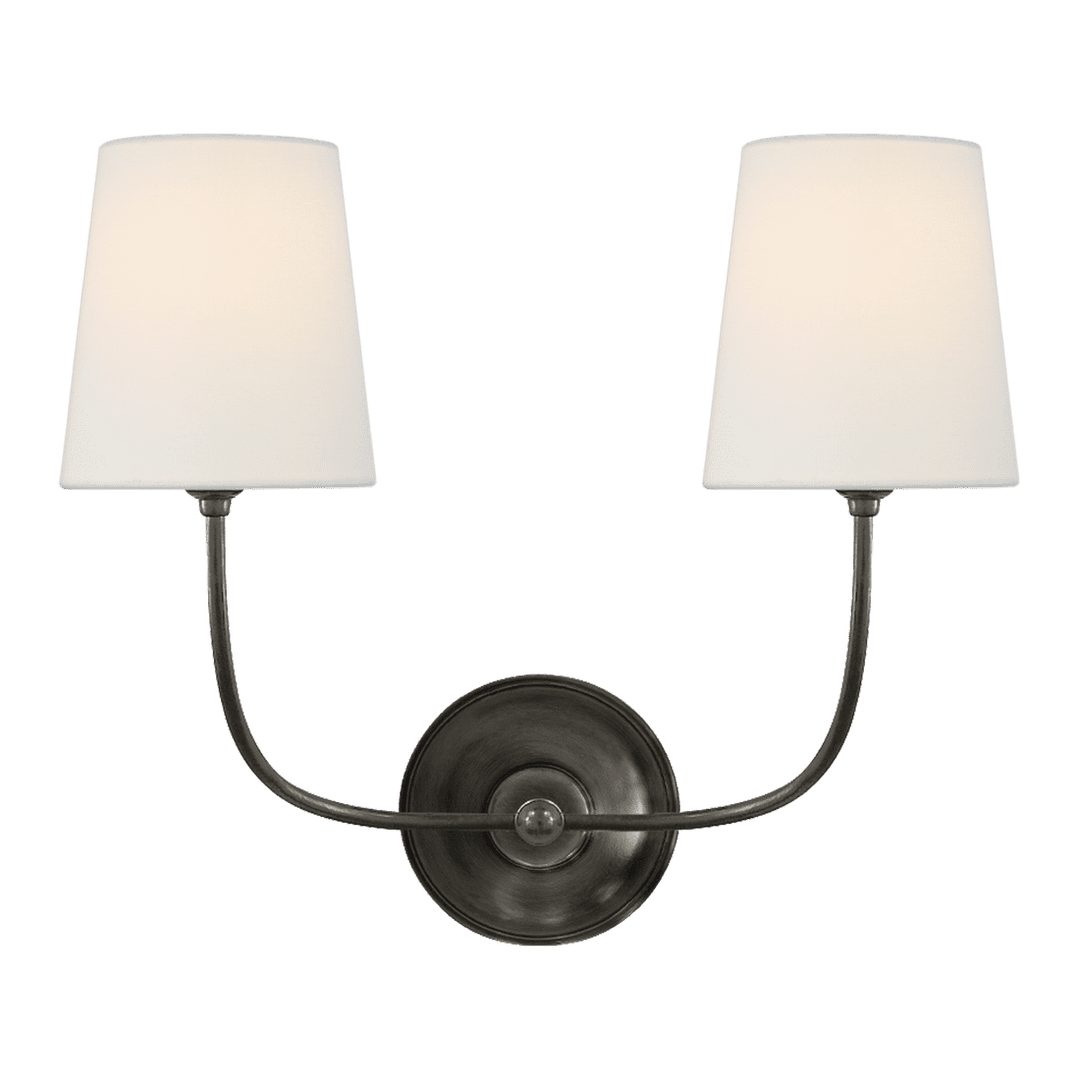 Vendome Double Sconce - Bronze with Linen Shades Visual Comfort 1