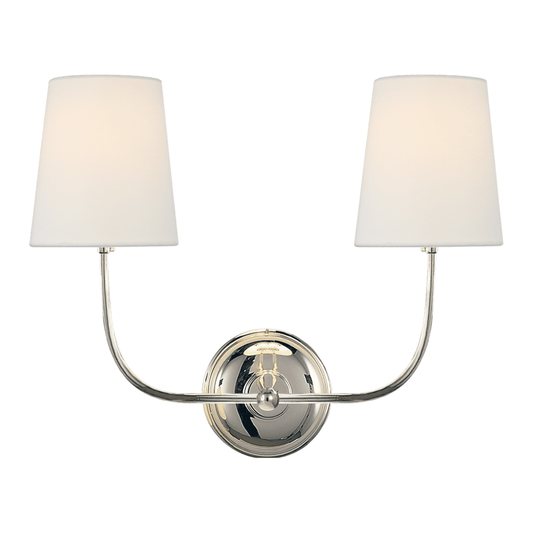 Vendome Double Sconce - Polished Nickel with Linen Shades Visual Comfort 1
