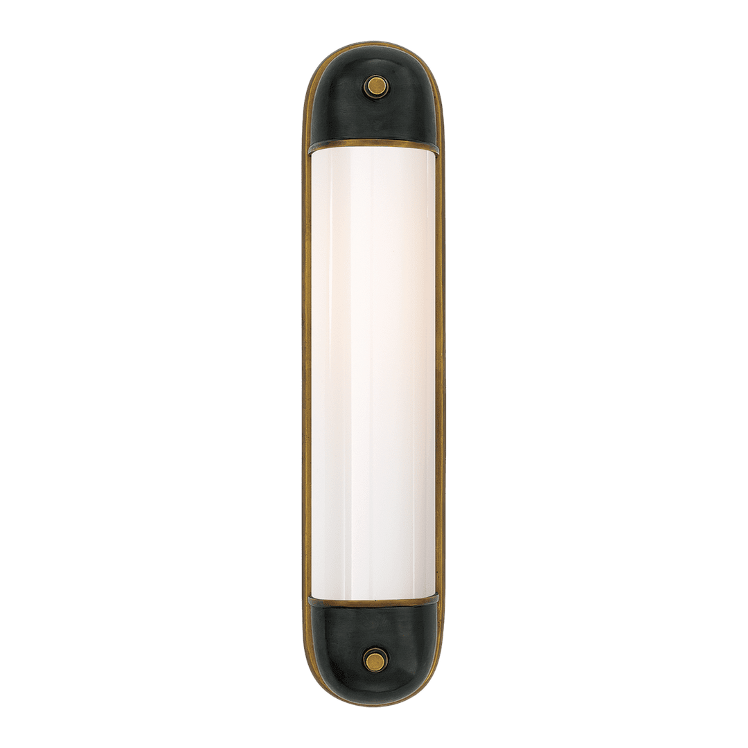 Selecta Long Sconce - Bronze & Antique Brass with White Glass Visual Comfort 1