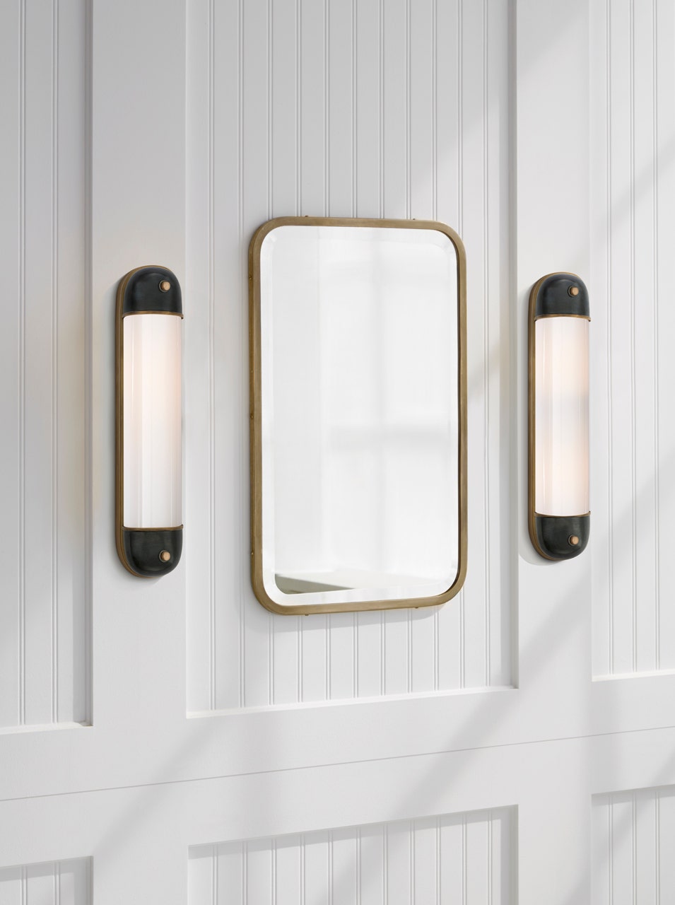Selecta Long Sconce - Bronze & Antique Brass with White Glass Visual Comfort 2