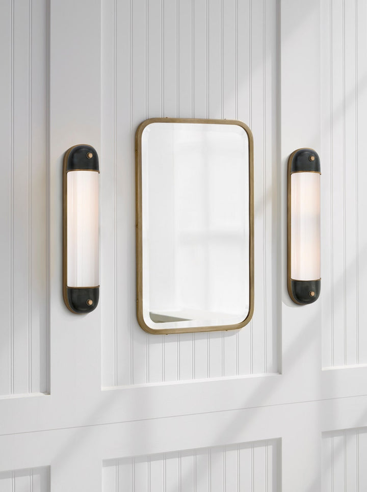 Selecta Long Sconce - Bronze & Antique Brass with White Glass Visual Comfort 2