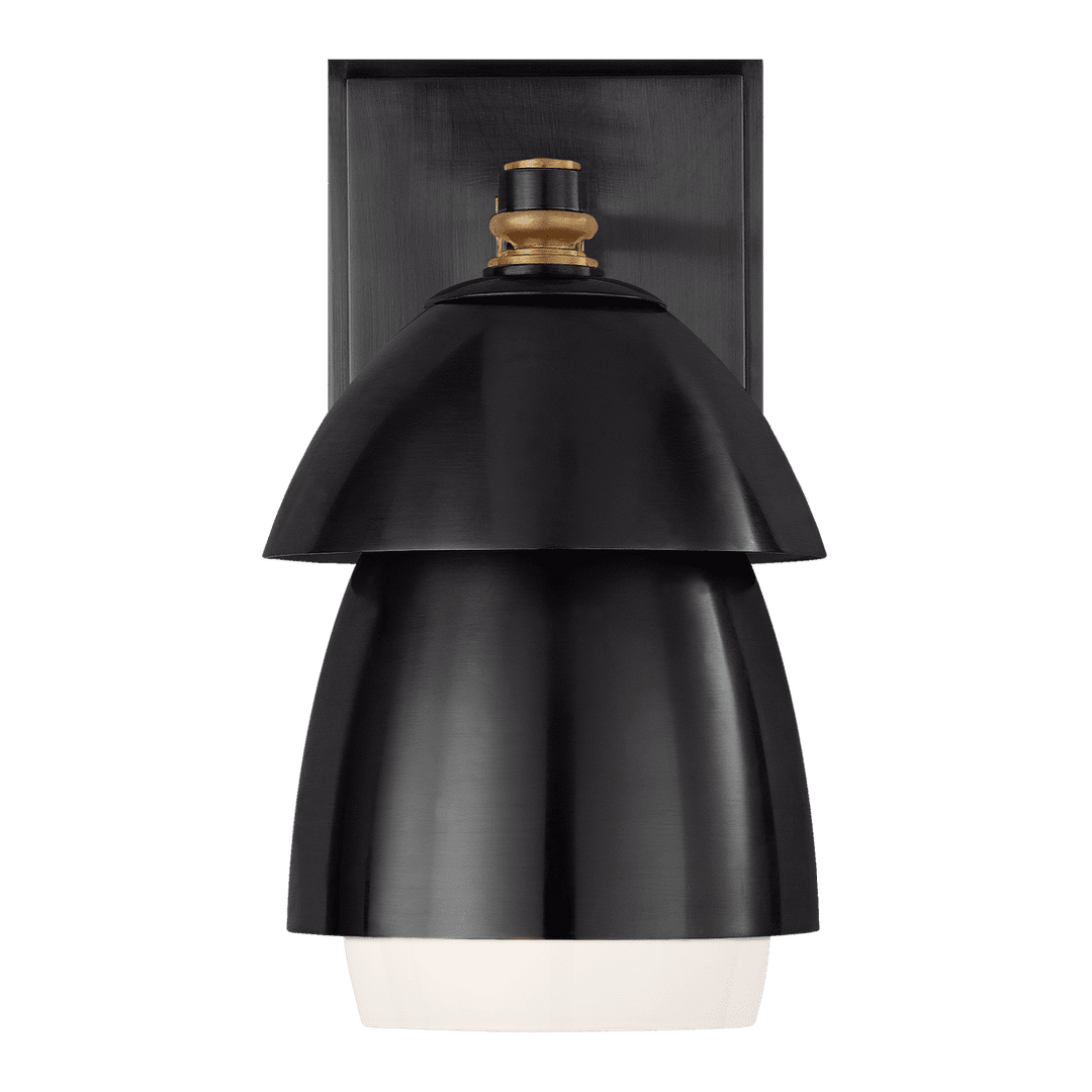 Whitman Small Sconce - Bronze & Antique Brass with Bronze & White Glass Shade Visual Comfort 1