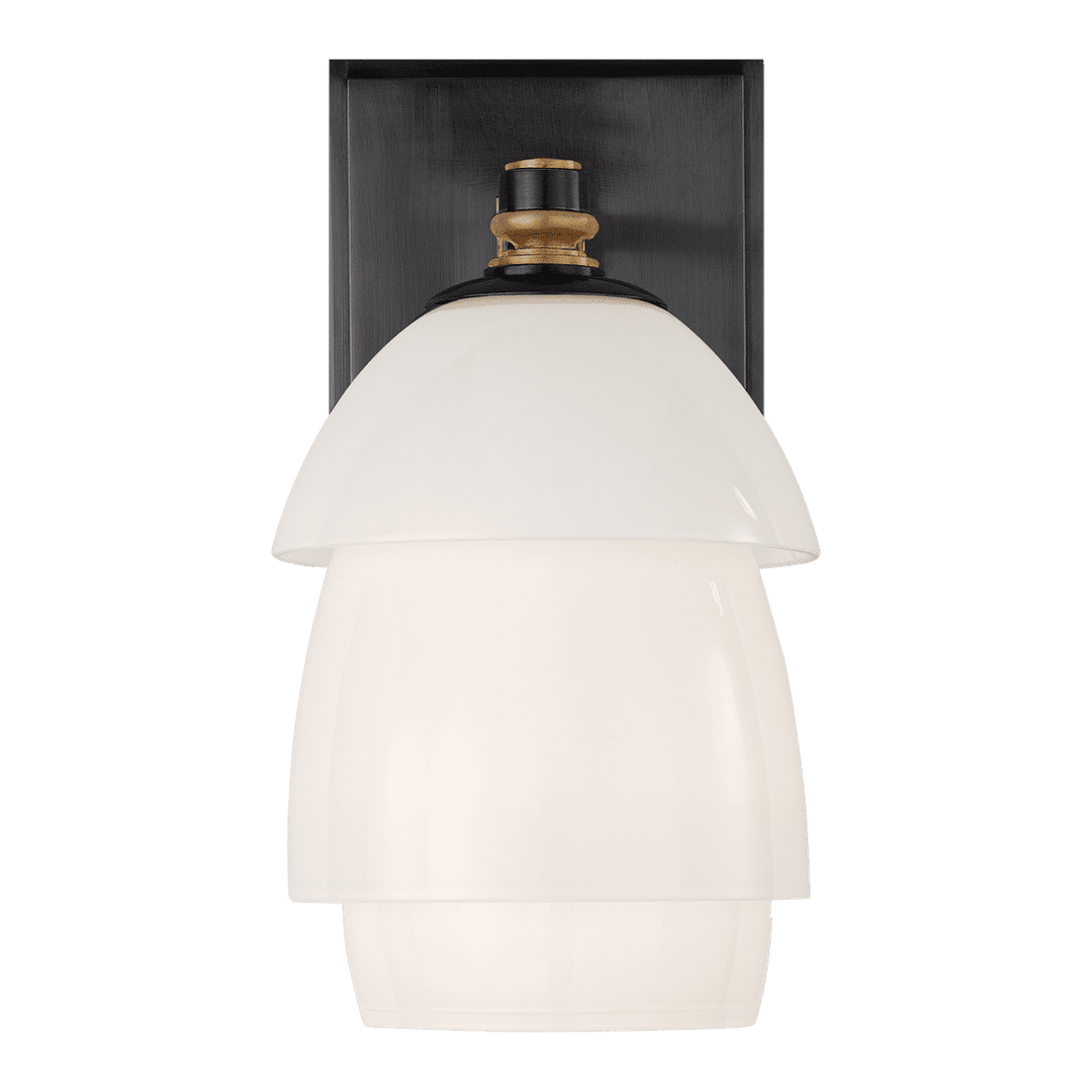 Whitman Small Sconce - Bronze & Antique Brass with White Glass Shade Visual Comfort 1
