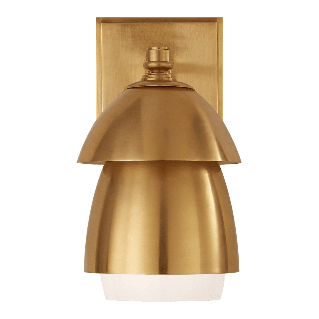 Whitman Small Sconce - Antique Brass & White Glass Shade Visual Comfort 1