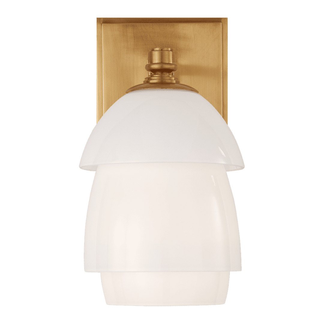 Whitman Small Sconce - Antique Brass with White Glass Shade Visual Comfort 1
